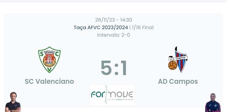 Futebol AF Viana do Castelo / Declarações finais  Valenciano 5-1 Campos