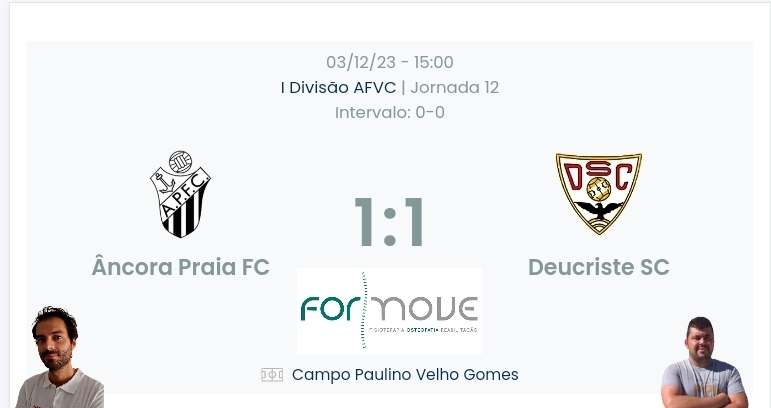 Futebol AF Viana do Castelo / Declarações finais   Âncora Praia 1-1 Deucriste