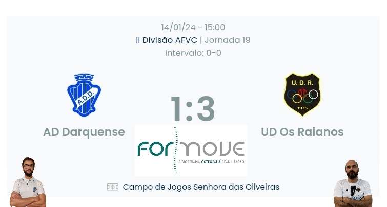 Futebol AF Viana do Castelo / Declarações finais   Darquense 1-2 Raianos