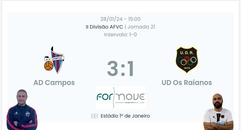 Futebol AF Viana do Castelo / Declarações finais   Campos 3-1 Raianos