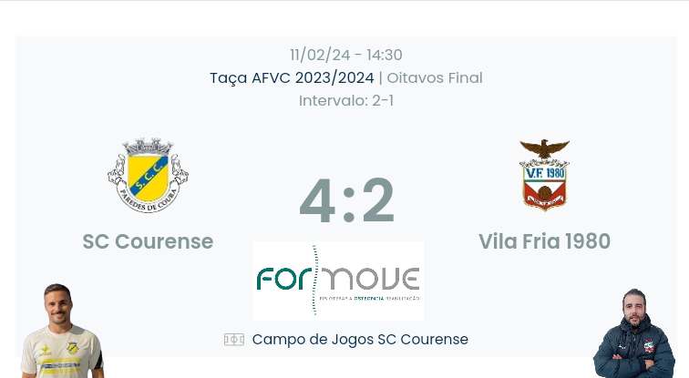 Taça AF Viana do Castelo / Declarações Finais  Courense 4-2 Vila Fria