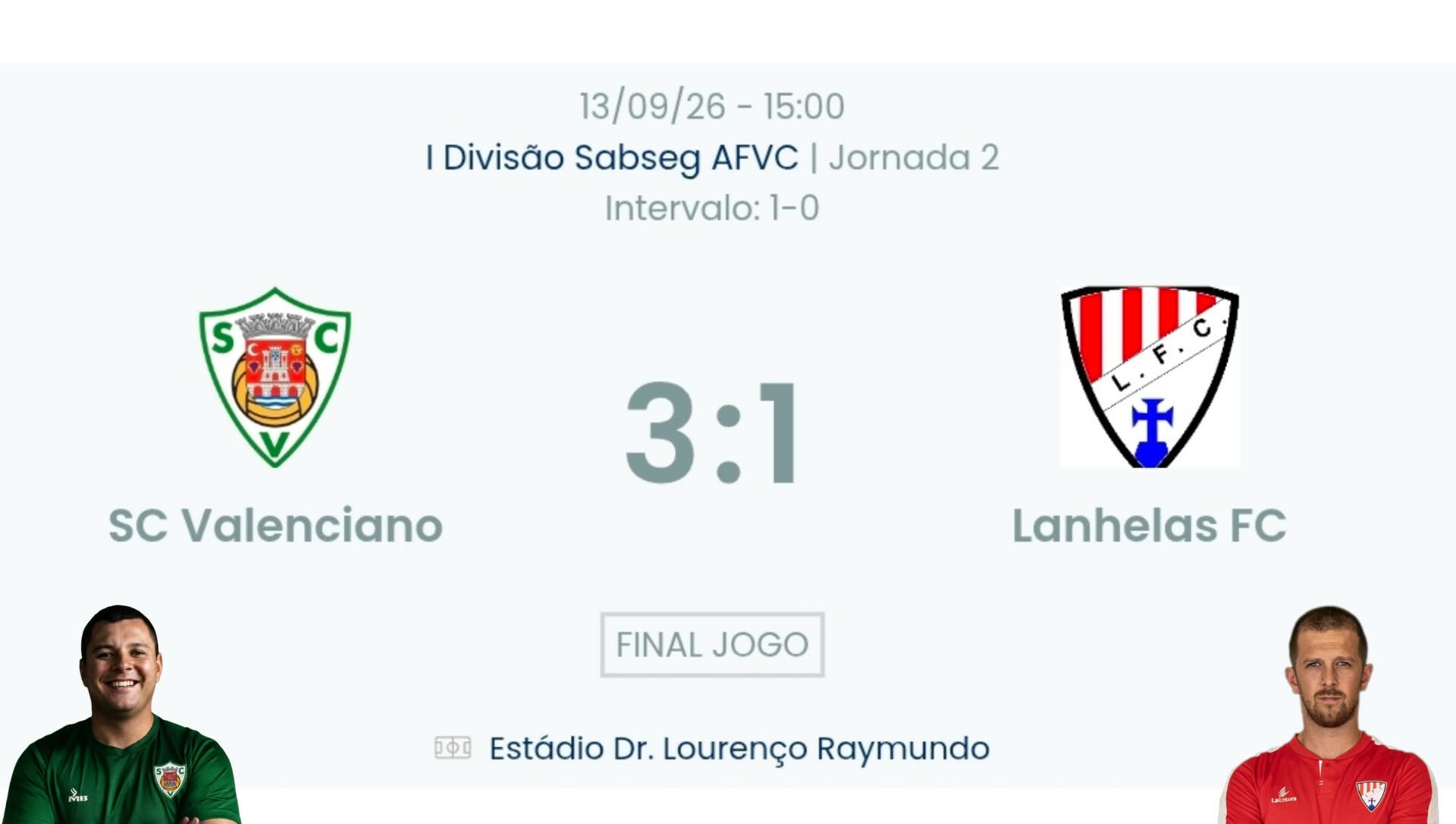 Futebol AF Viana do Castelo / Declarações   Valenciano  3-1 Lanhelas