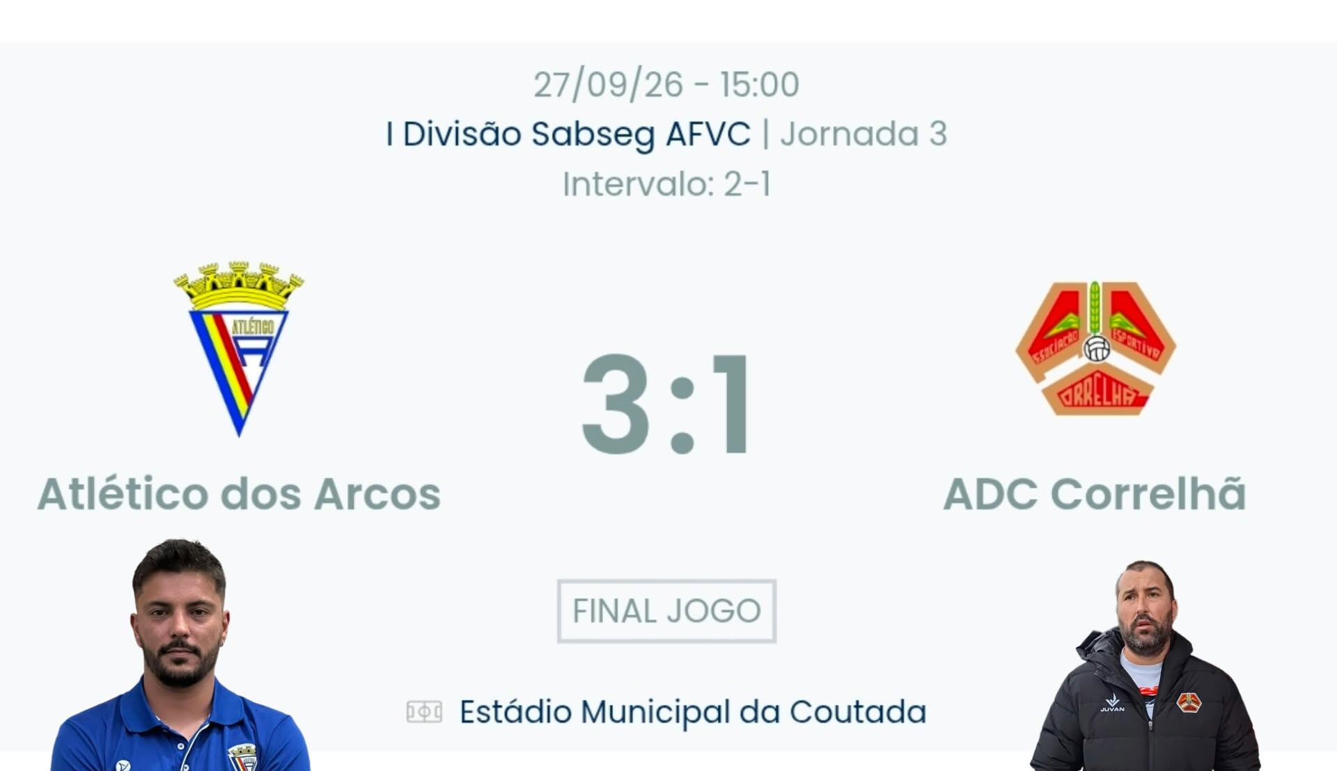 Futebol AF Viana do Castelo / Declarações   Atlético 3-1 Correlhã