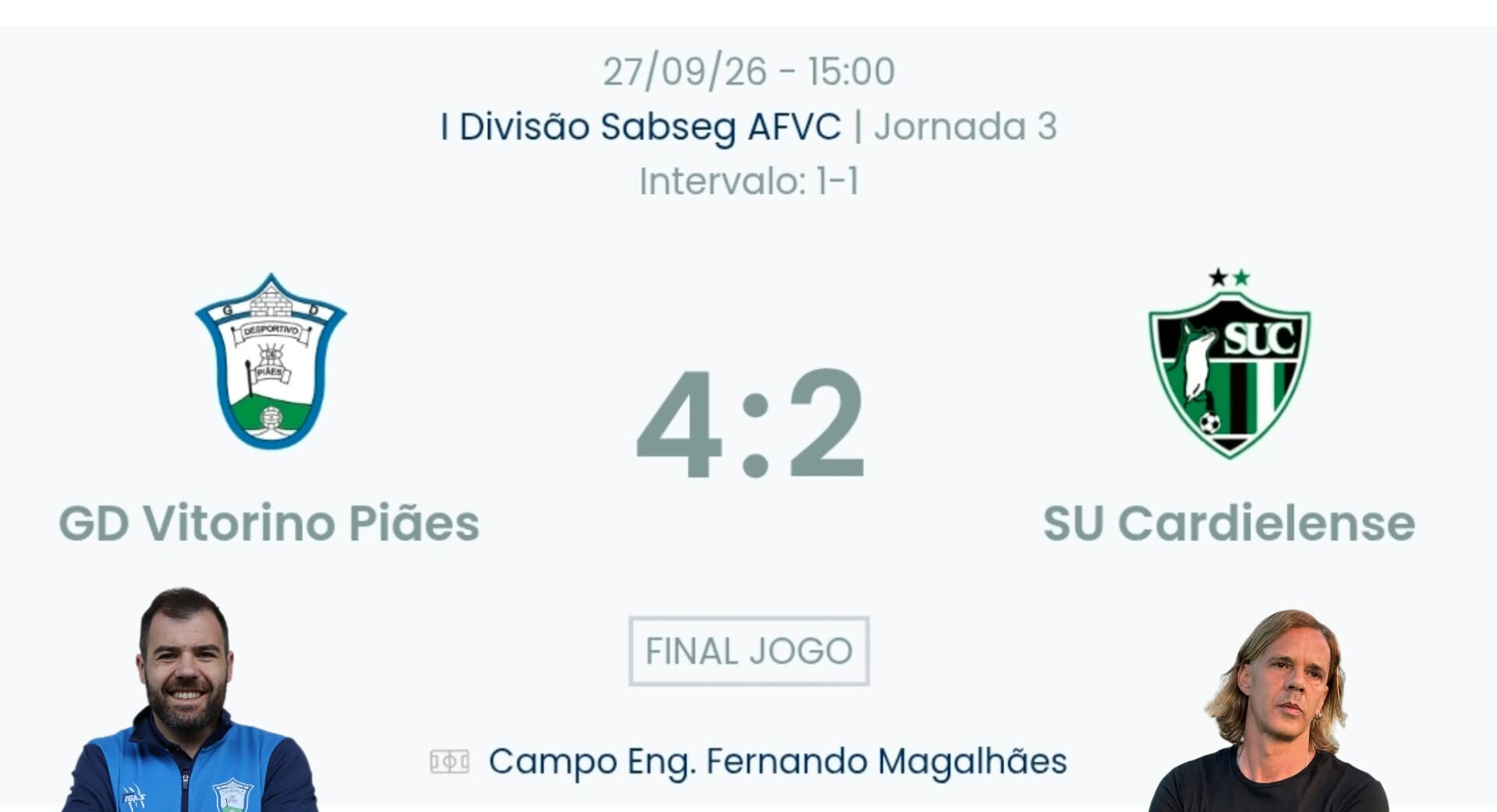 Futebol AF Viana do Castelo / Declarações  Vitorino Piães 4-2  Cardielense