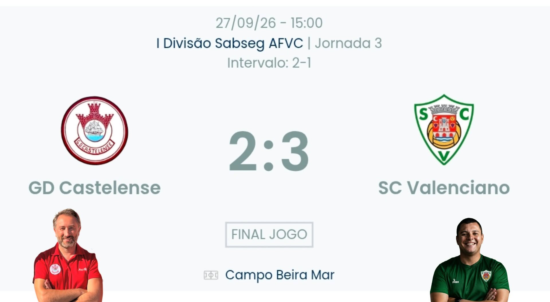 Futebol AF Viana do Castelo / Declarações   Castelense 2-3 Valenciano