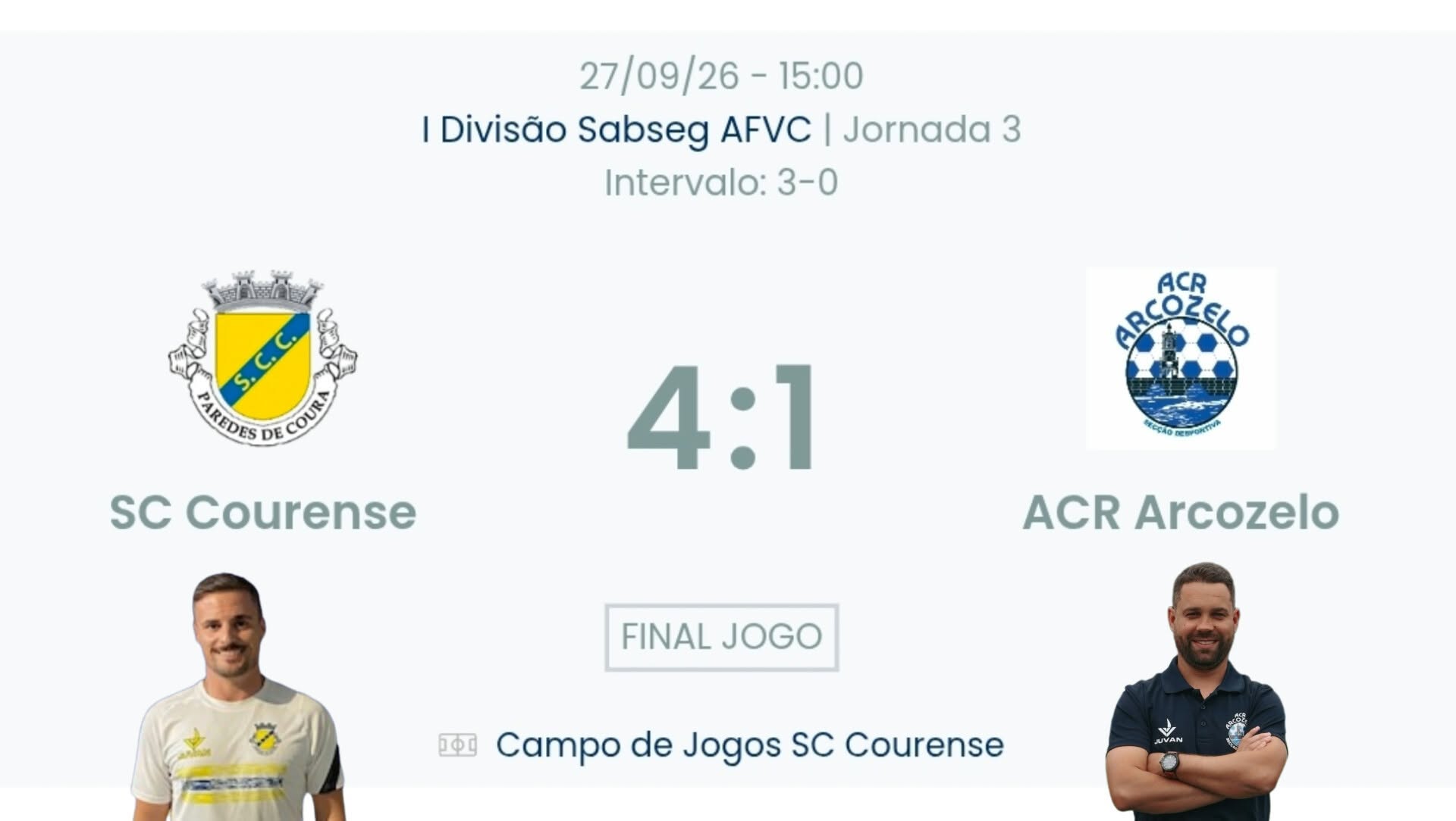 Futebol AF Viana do Castelo / Declarações   Courense 4-1 Arcozelo