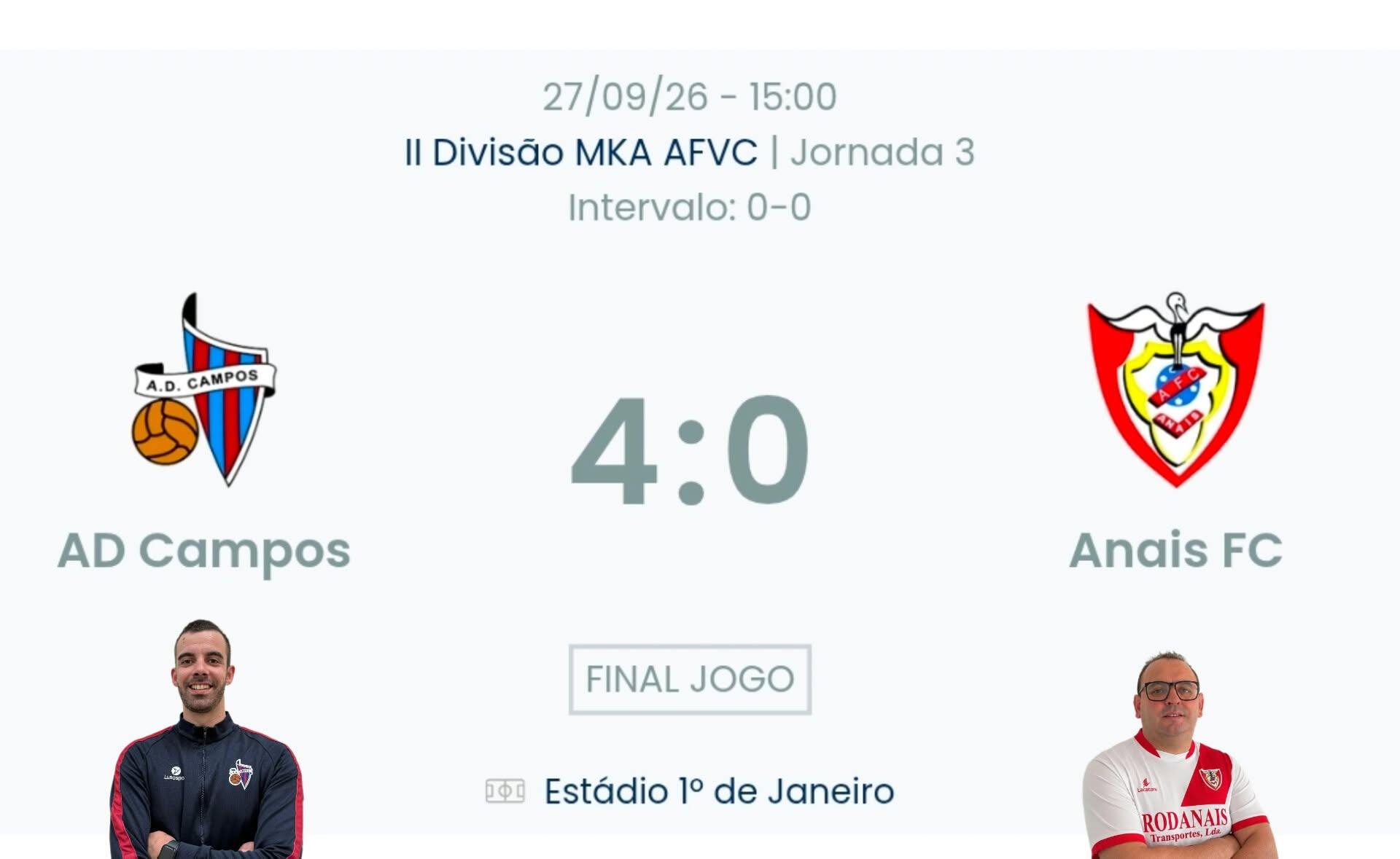 Futebol AF Viana do Castelo / Declarações   Campos 4-0 Anais