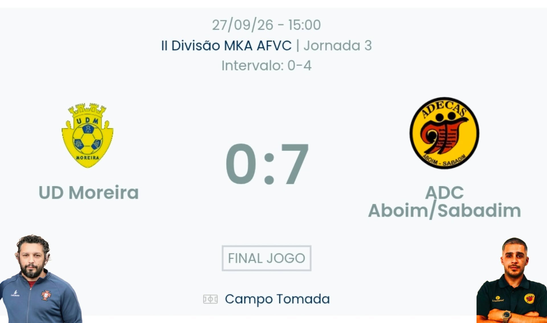 Futebol AF Viana do Castelo / Declarações  Moreira 0-7 ADECAS