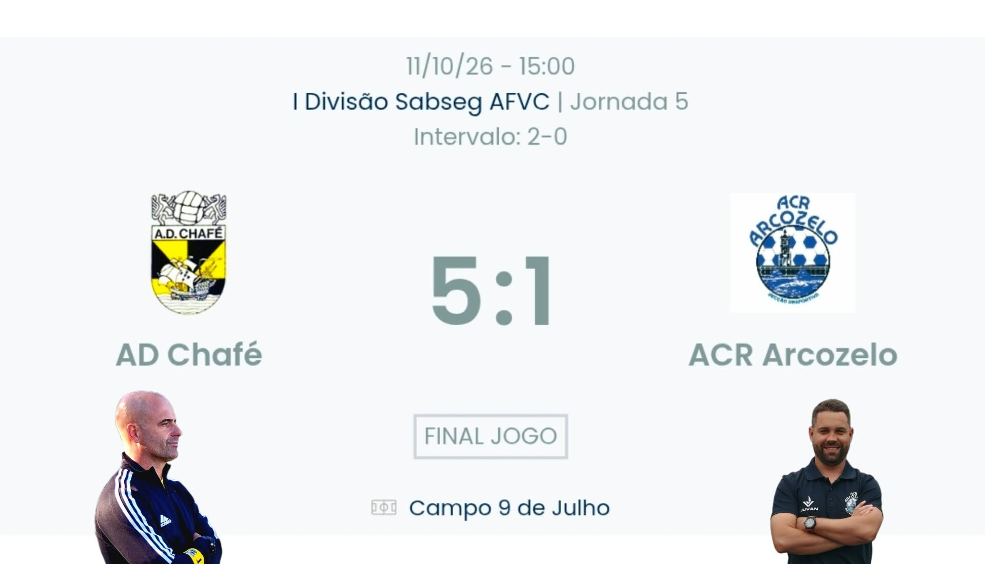 Futebol AF Viana do Castelo / Declarações  Chafé 5-1 Arcozelo